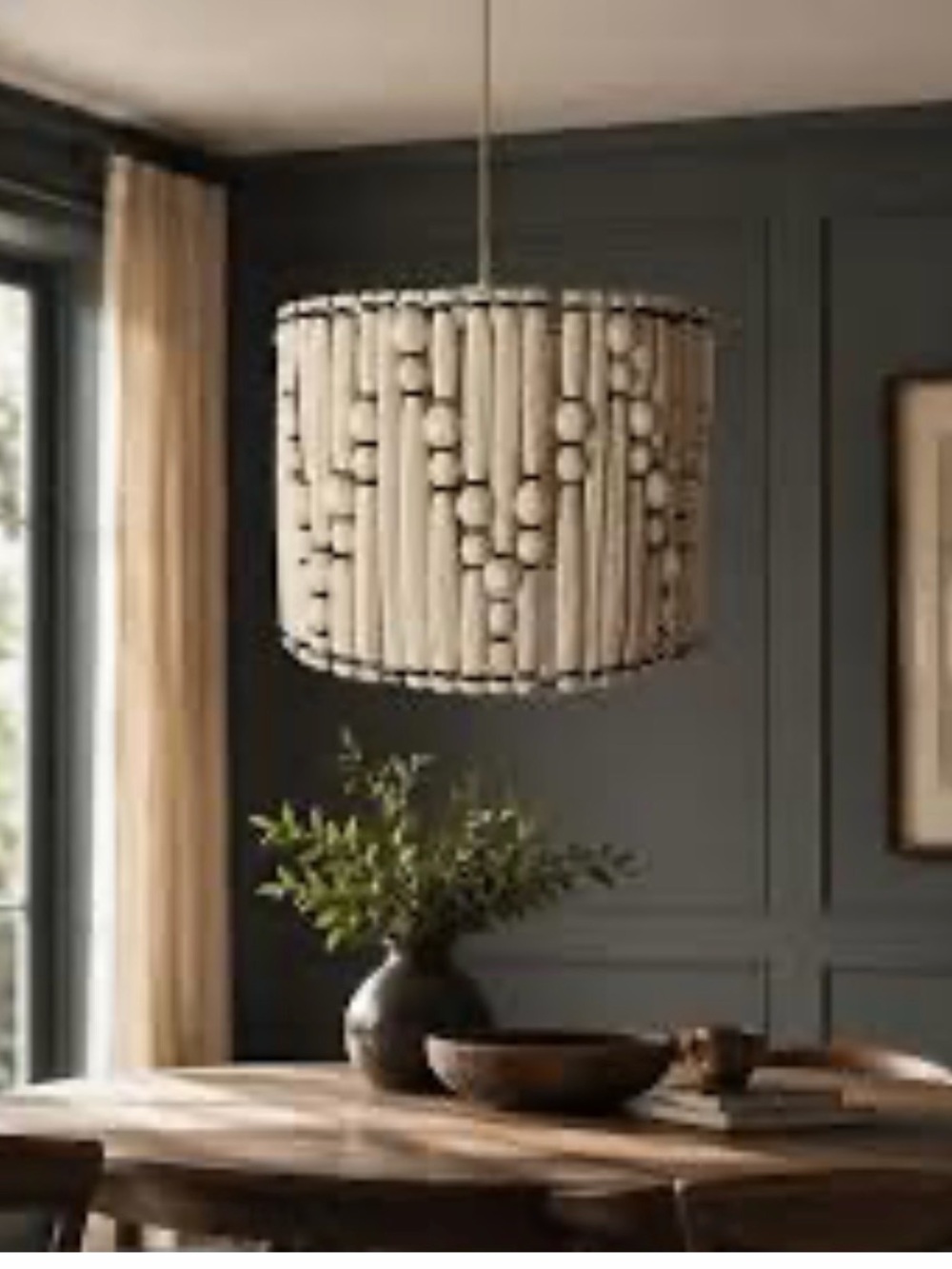 Rockwell Macrame Style Drum Pendant Lamp Shade Cream/Black 15 wide x 8.5 in high